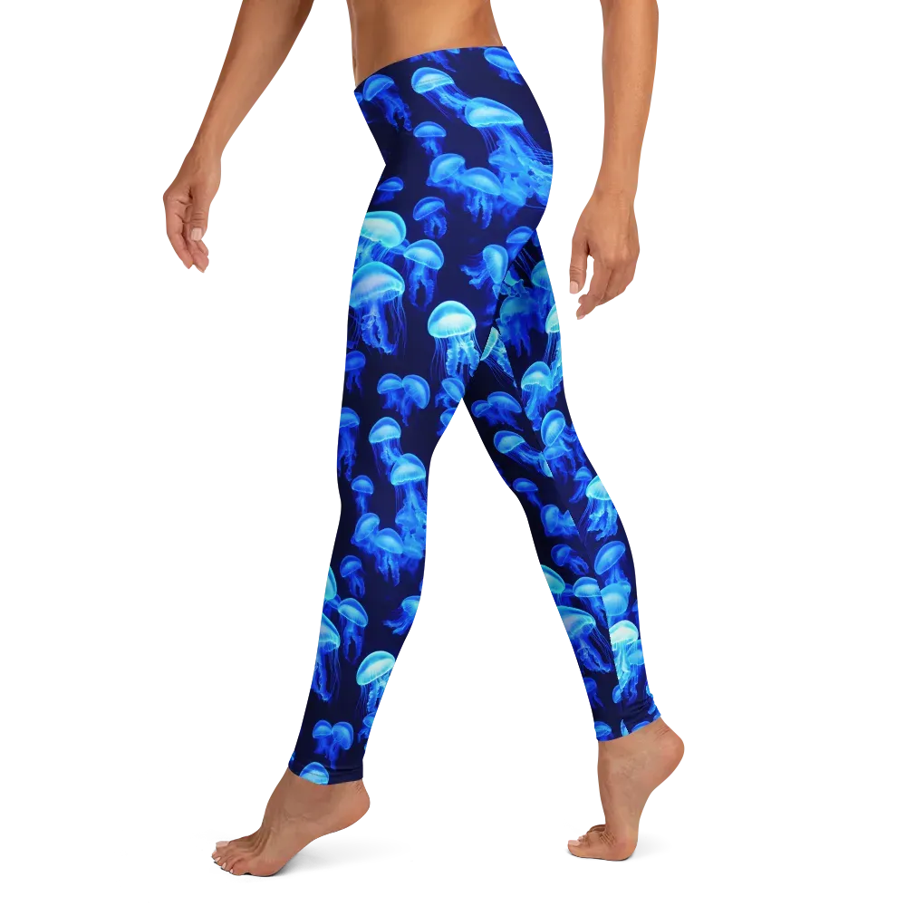 Azure Bloom on Leggings — Left