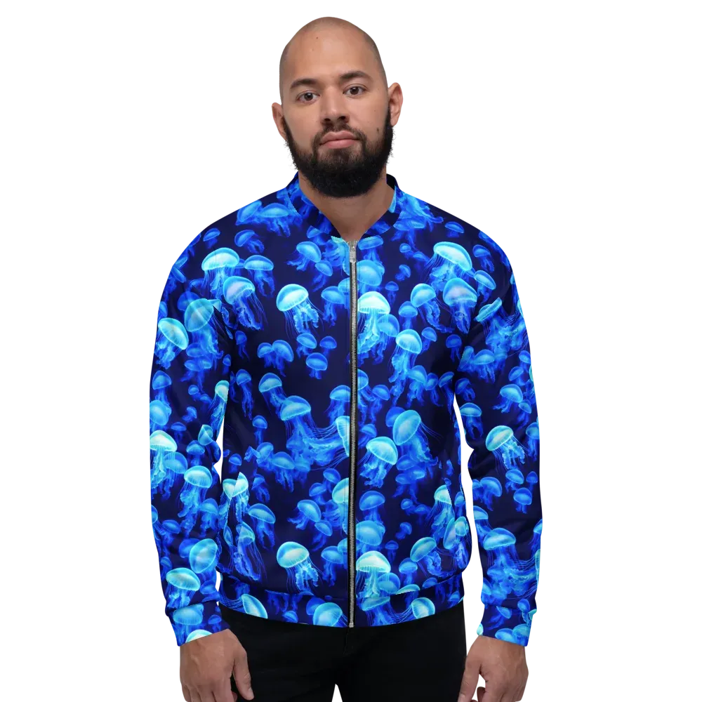 Azure Bloom on Bomber Jacket — Front