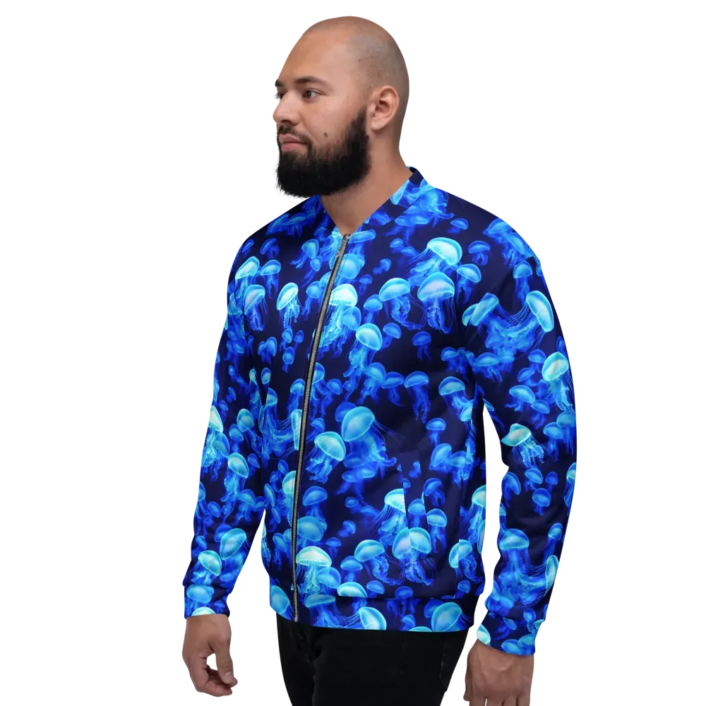 Azure Bloom on Bomber Jacket — Left