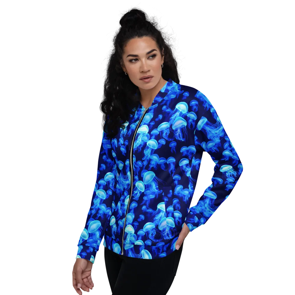 Azure Bloom on Bomber Jacket — Back print
