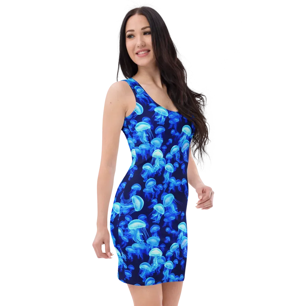 Azure Bloom on Bodycon Dress — Right Front