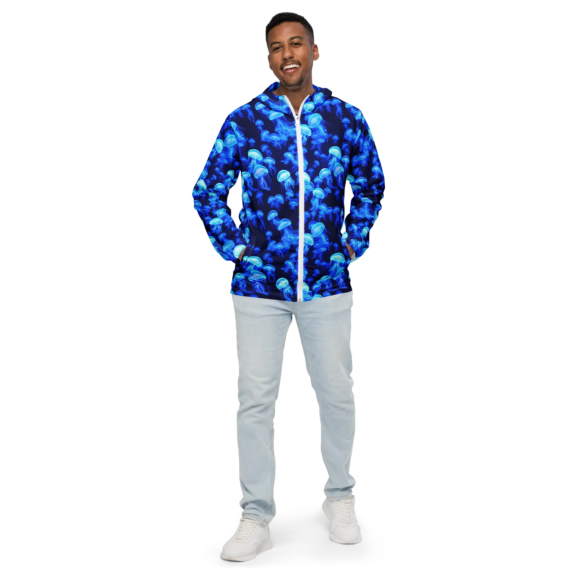 Azure Bloom on Men's Windbreaker — Front