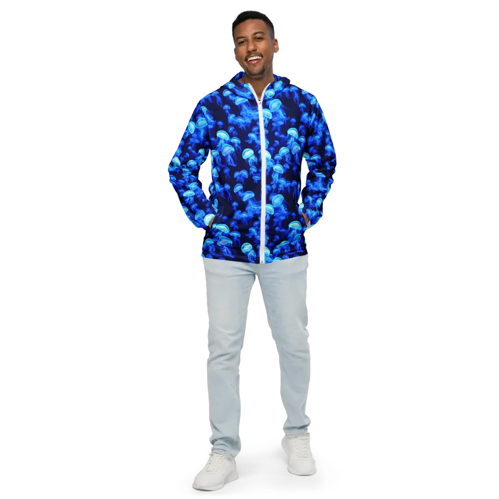 Azure Bloom on Men's Windbreaker — Front