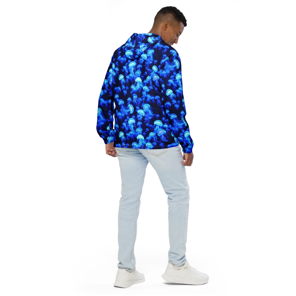 Azure Bloom on Men's Windbreaker — Back