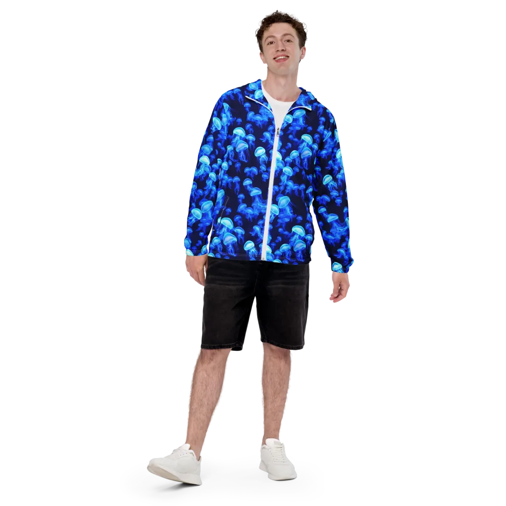 Azure Bloom on Men's Windbreaker — Front print