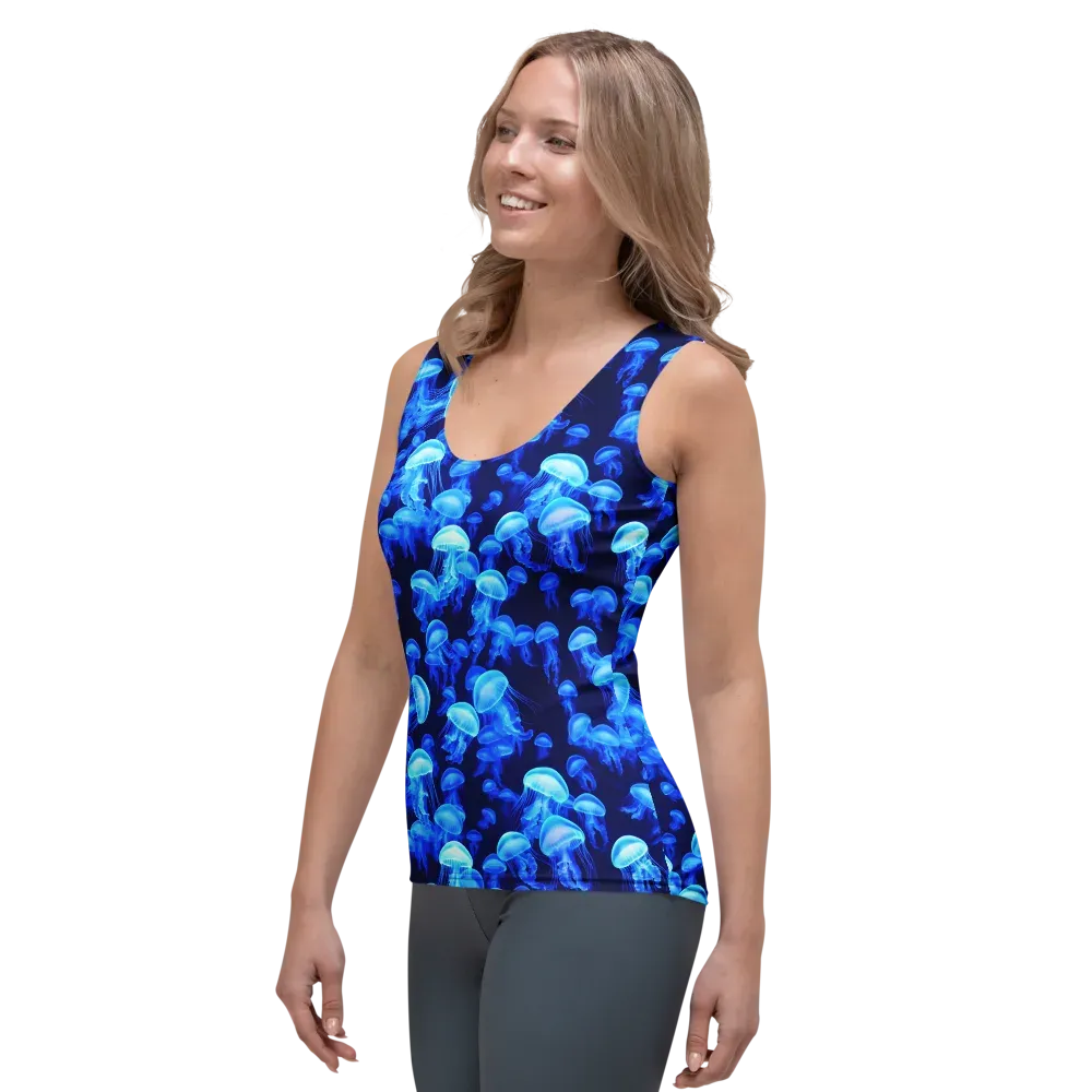 Azure Bloom on Women's Tank Top — Left Front