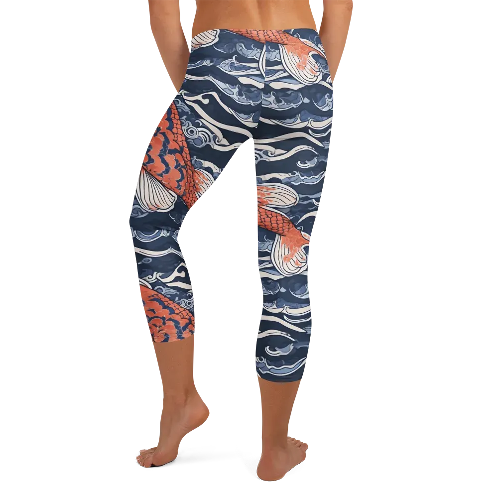 Vermilion Tide on Capri Leggings — Back