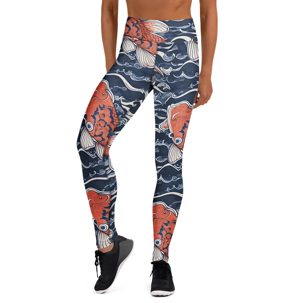 Vermilion Tide on Yoga Leggings — Front