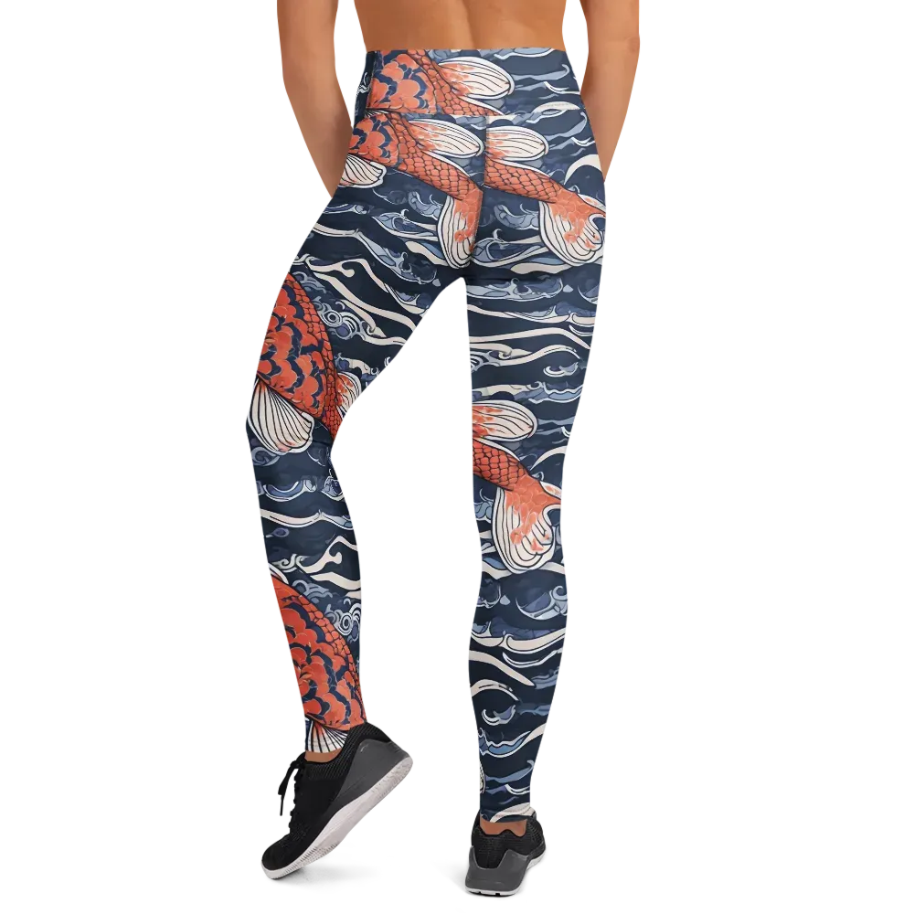 Vermilion Tide on Yoga Leggings — Back