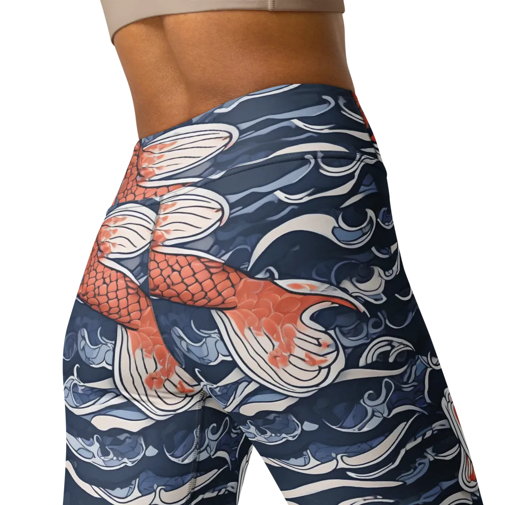 Vermilion Tide on Yoga Leggings — Back 2