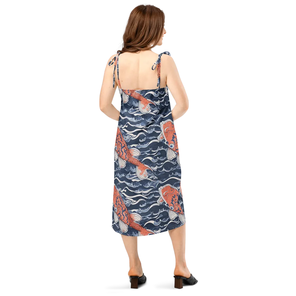 Vermilion Tide on Slip Dress — Back