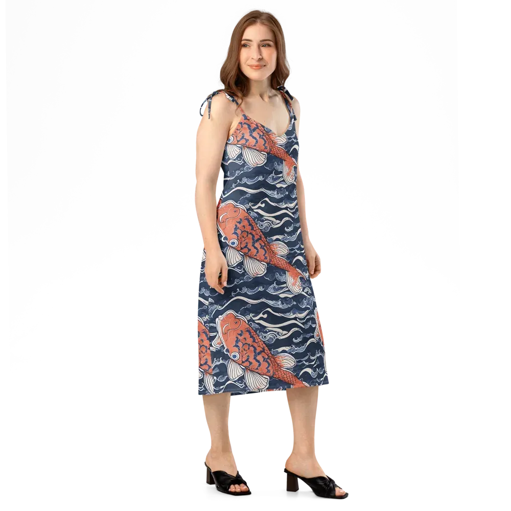 Vermilion Tide on Slip Dress — Right Front