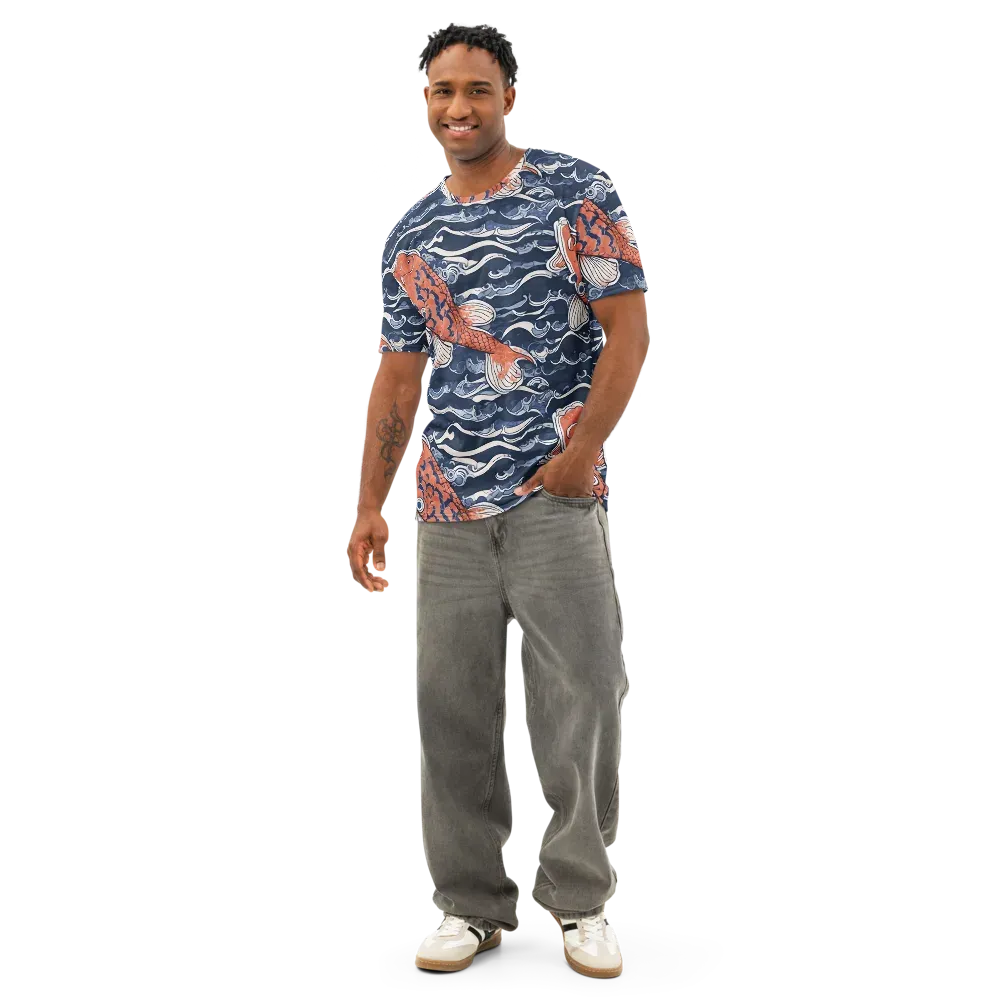 Vermilion Tide on Men's Cotton Crew Neck T-Shirt — Front
