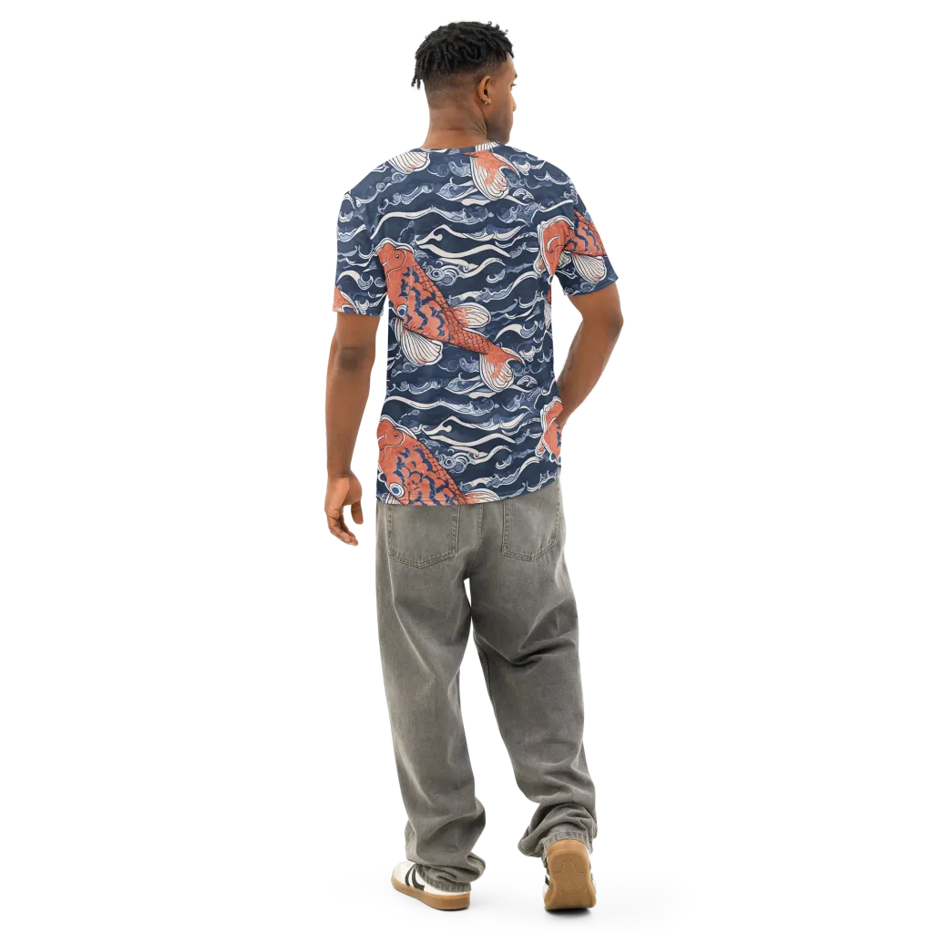 Vermilion Tide on Men's Cotton Crew Neck T-Shirt — Back