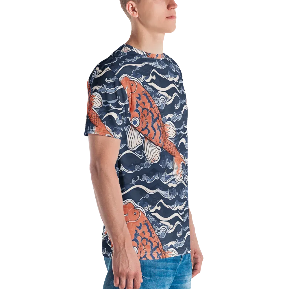 Vermilion Tide on Men's Crew Neck T-Shirt — Right