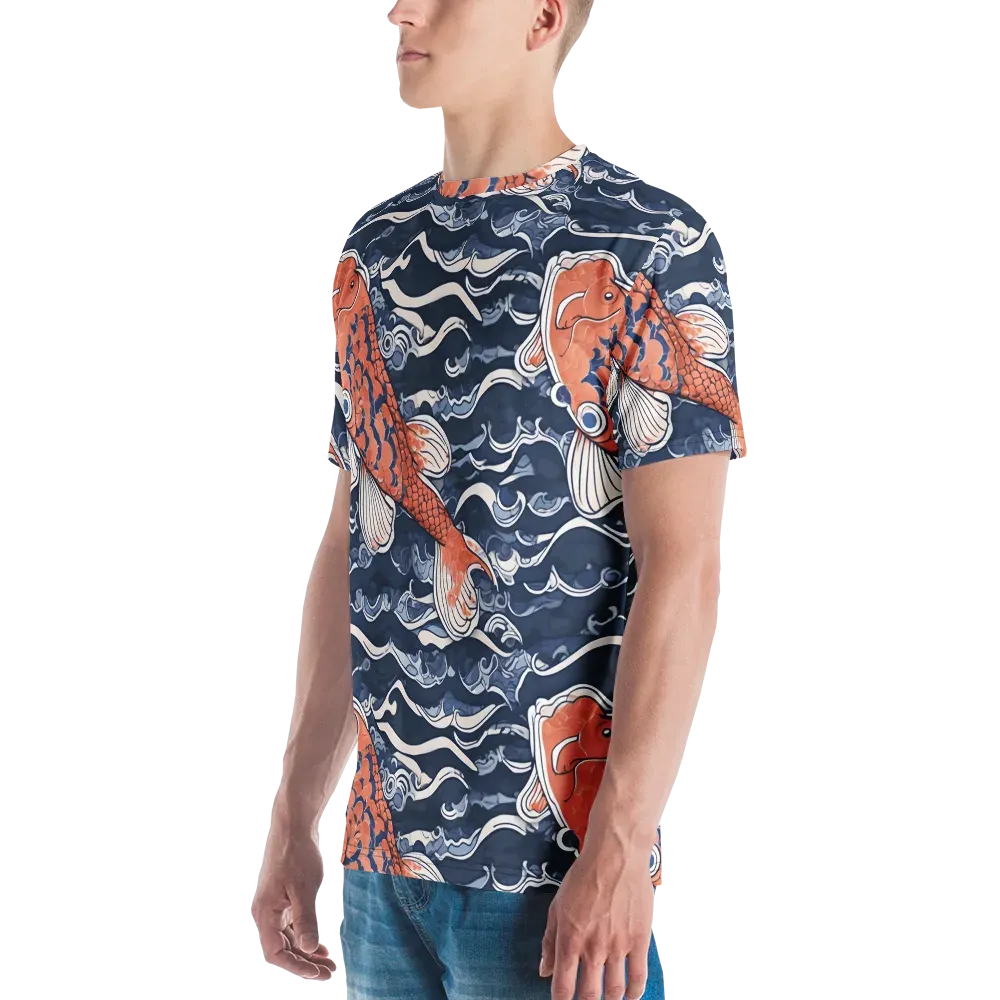 Vermilion Tide on Men's Crew Neck T-Shirt — Left