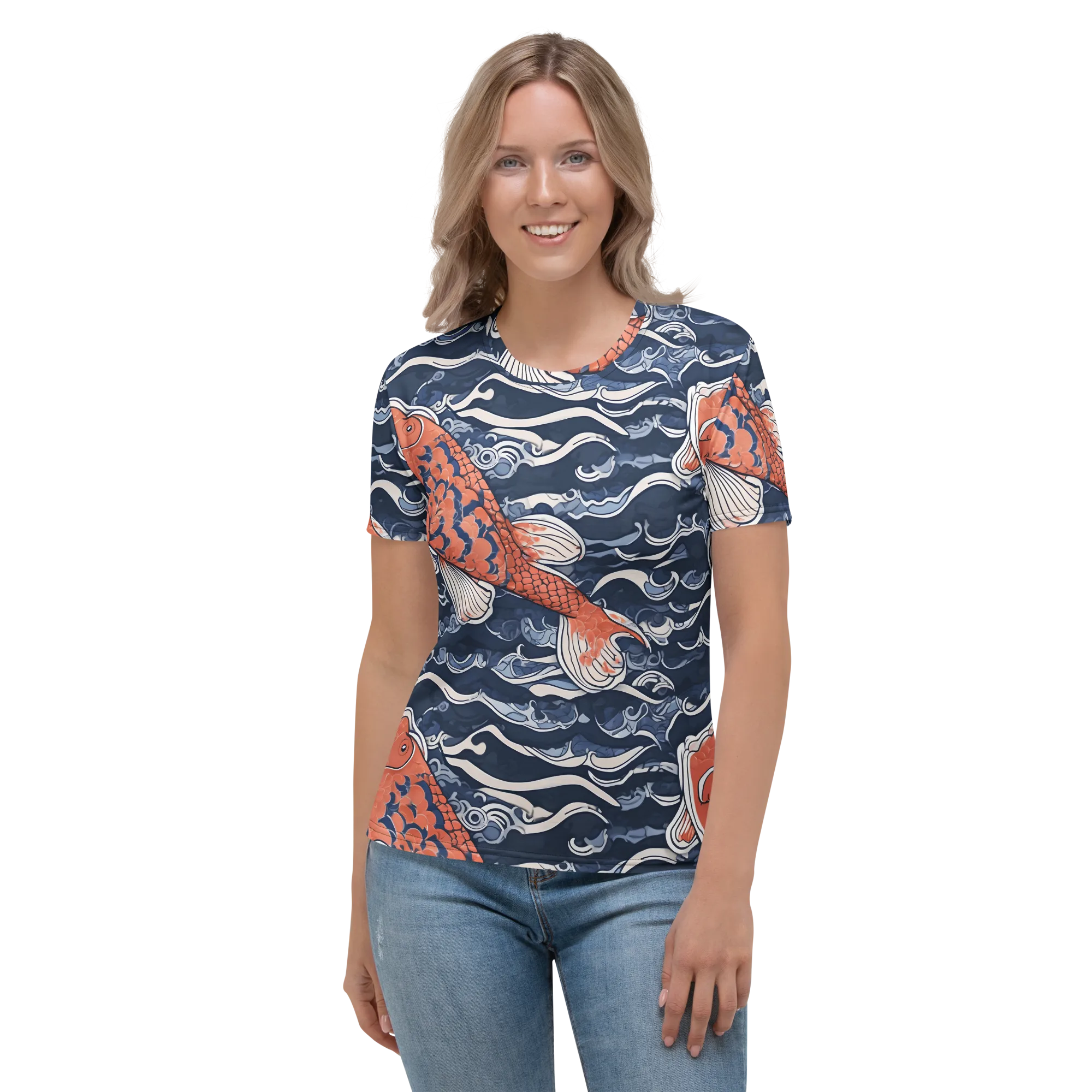 Vermilion Tide on Women's Crew Neck T-Shirt — Front