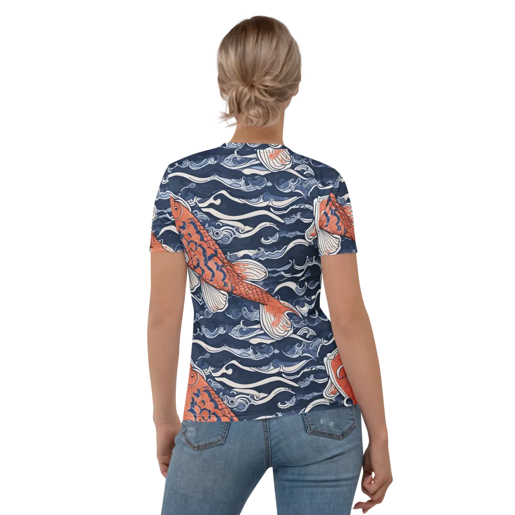 Vermilion Tide on Women's Crew Neck T-Shirt — Back