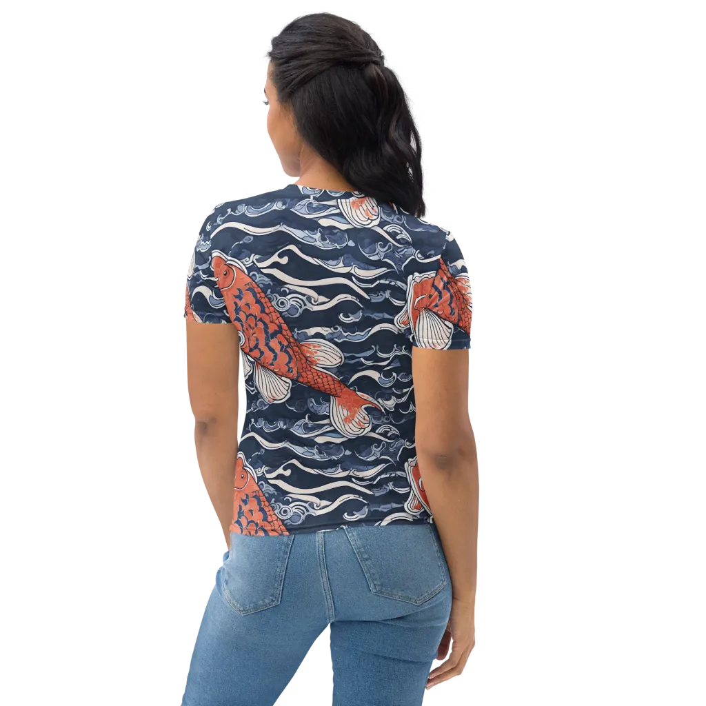Vermilion Tide on Women's Crew Neck T-Shirt — Back print