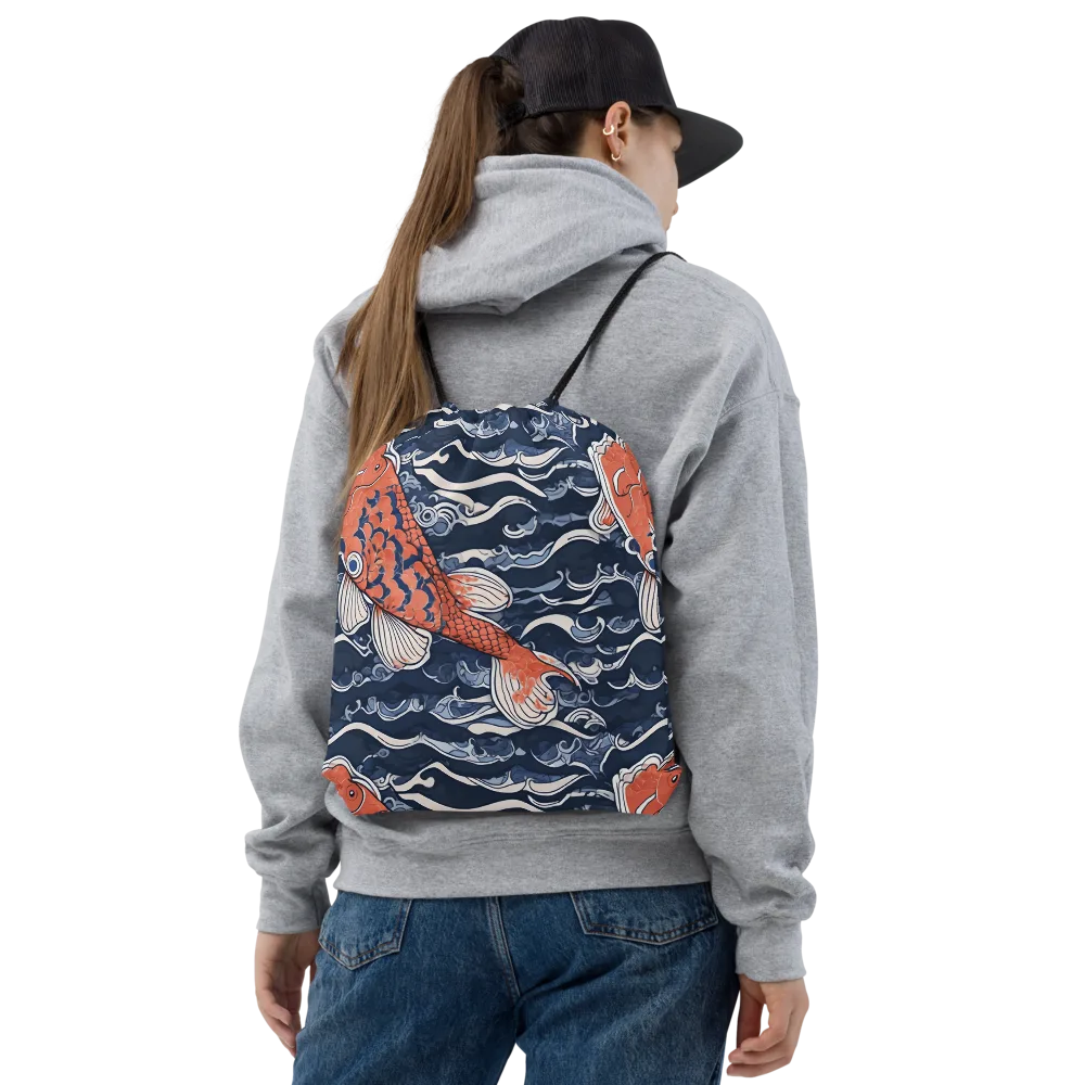 Vermilion Tide on Drawstring Bag — Front
