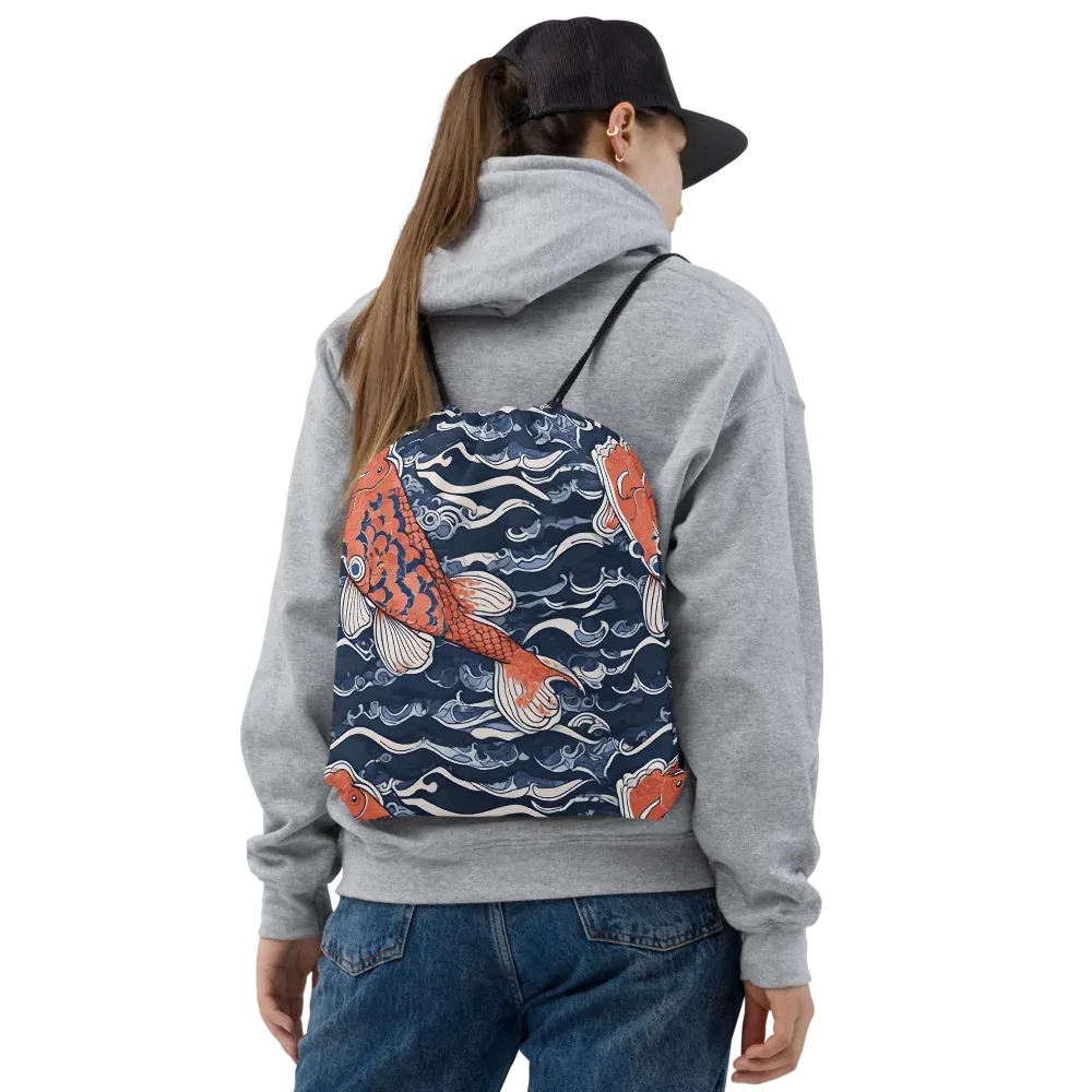 Vermilion Tide on Drawstring Bag — Front