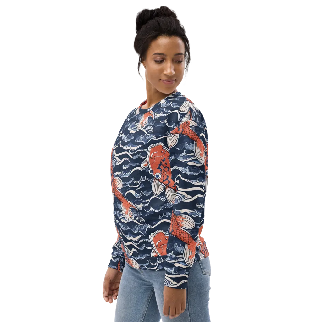 Vermilion Tide on Sweatshirt — Left sleeve