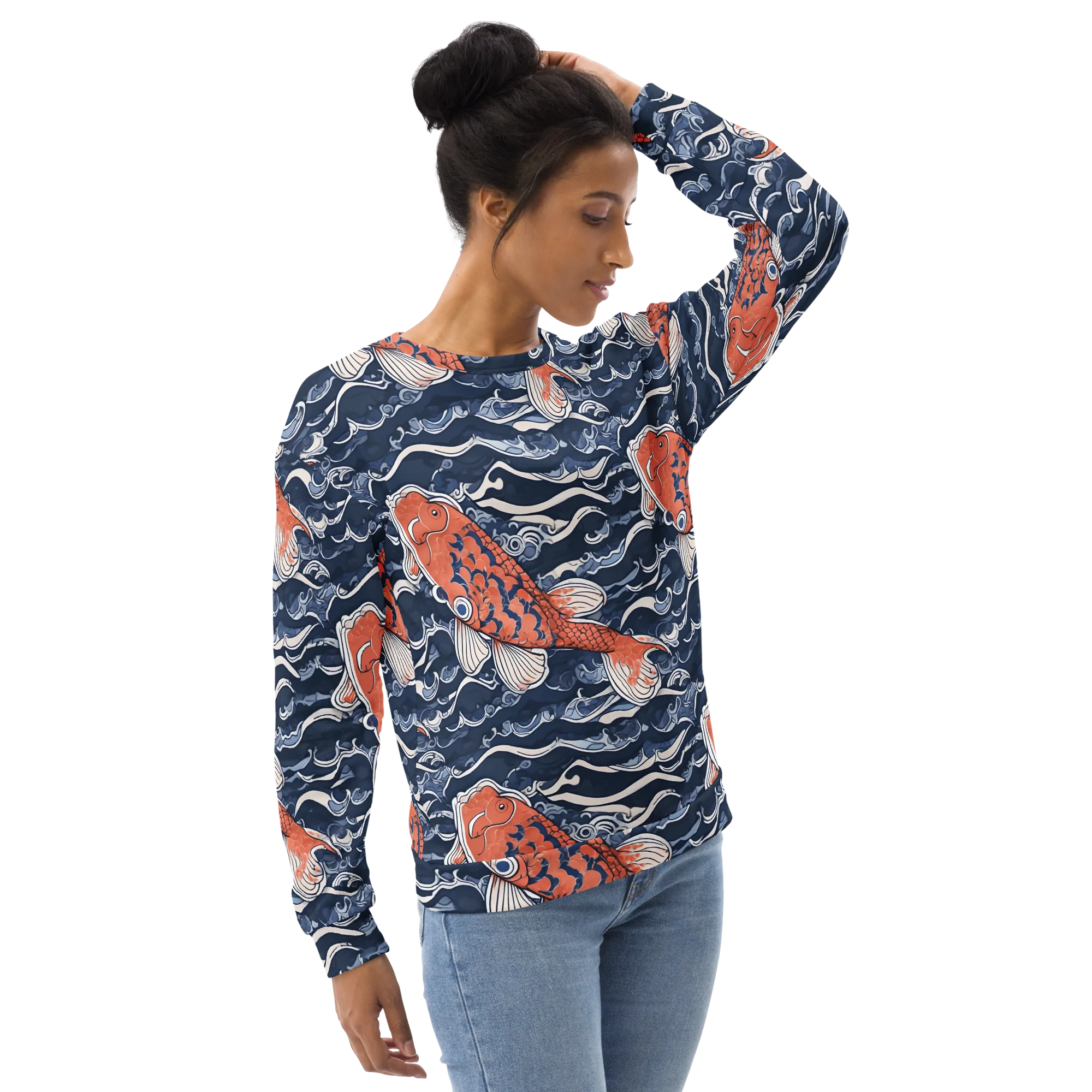 Vermilion Tide on Sweatshirt — Right sleeve