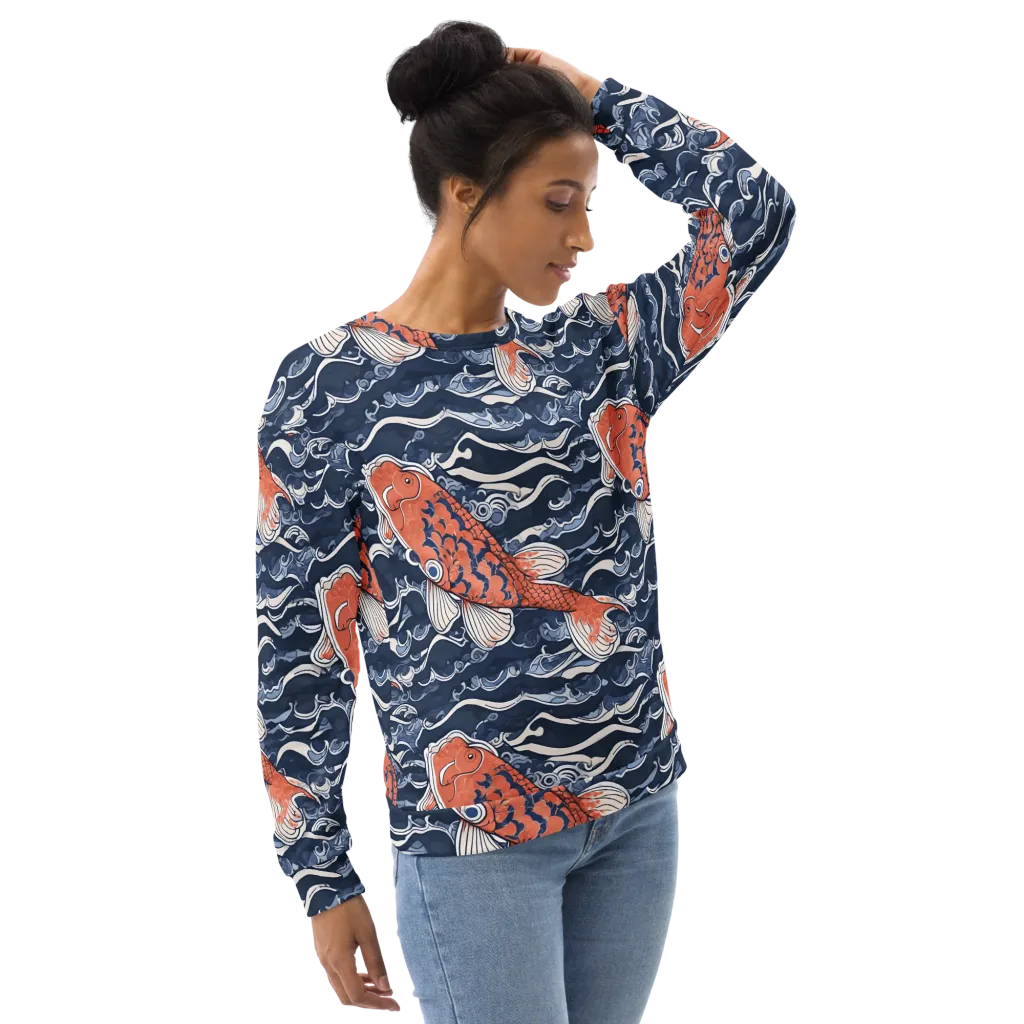 Vermilion Tide on Sweatshirt — Right sleeve