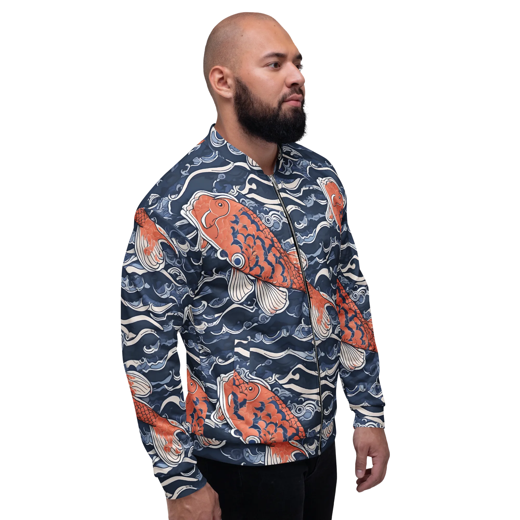 Vermilion Tide on Bomber Jacket — Right sleeve