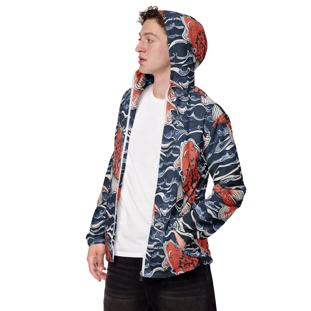 Vermilion Tide on Men's Windbreaker — Left Front