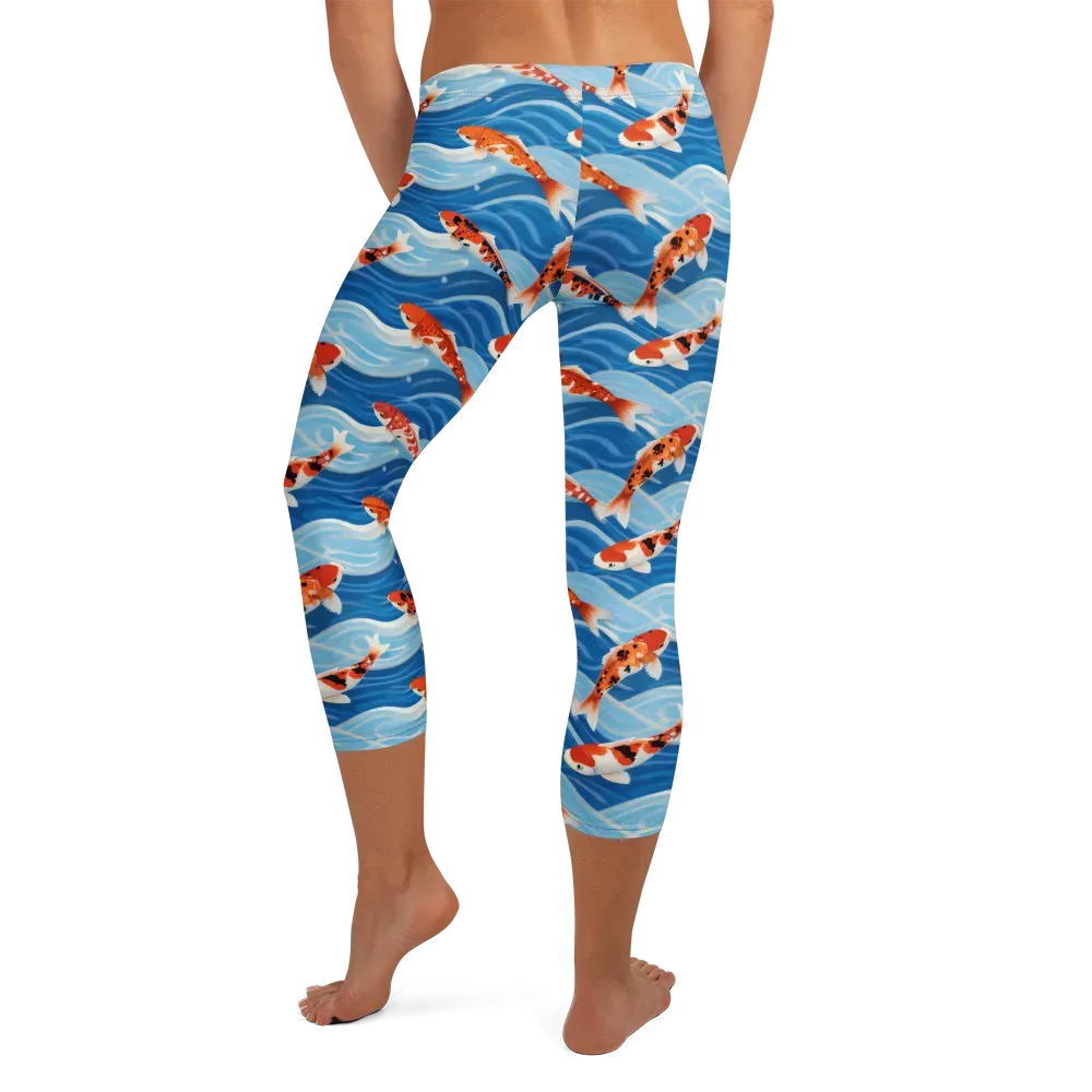 Crimson Drift on Capri Leggings — Back