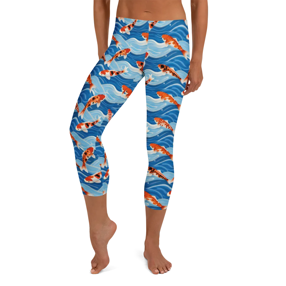 Crimson Drift on Capri Leggings — Front