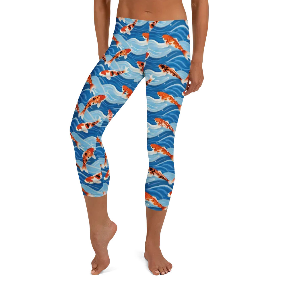Crimson Drift on Capri Leggings — Front