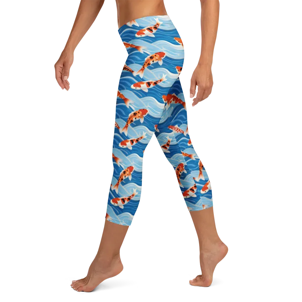 Crimson Drift on Capri Leggings — Left