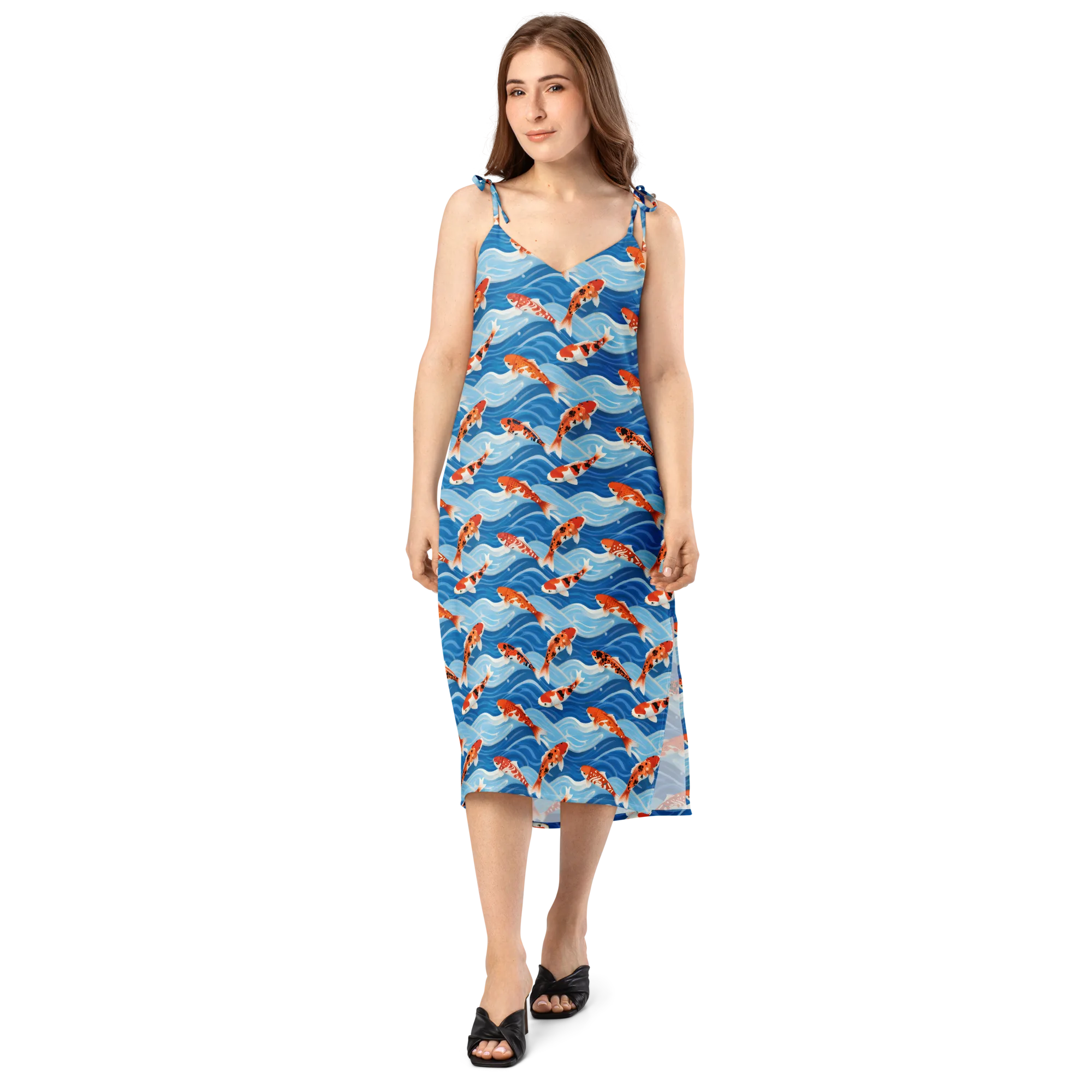 Crimson Drift on Slip Dress — Front