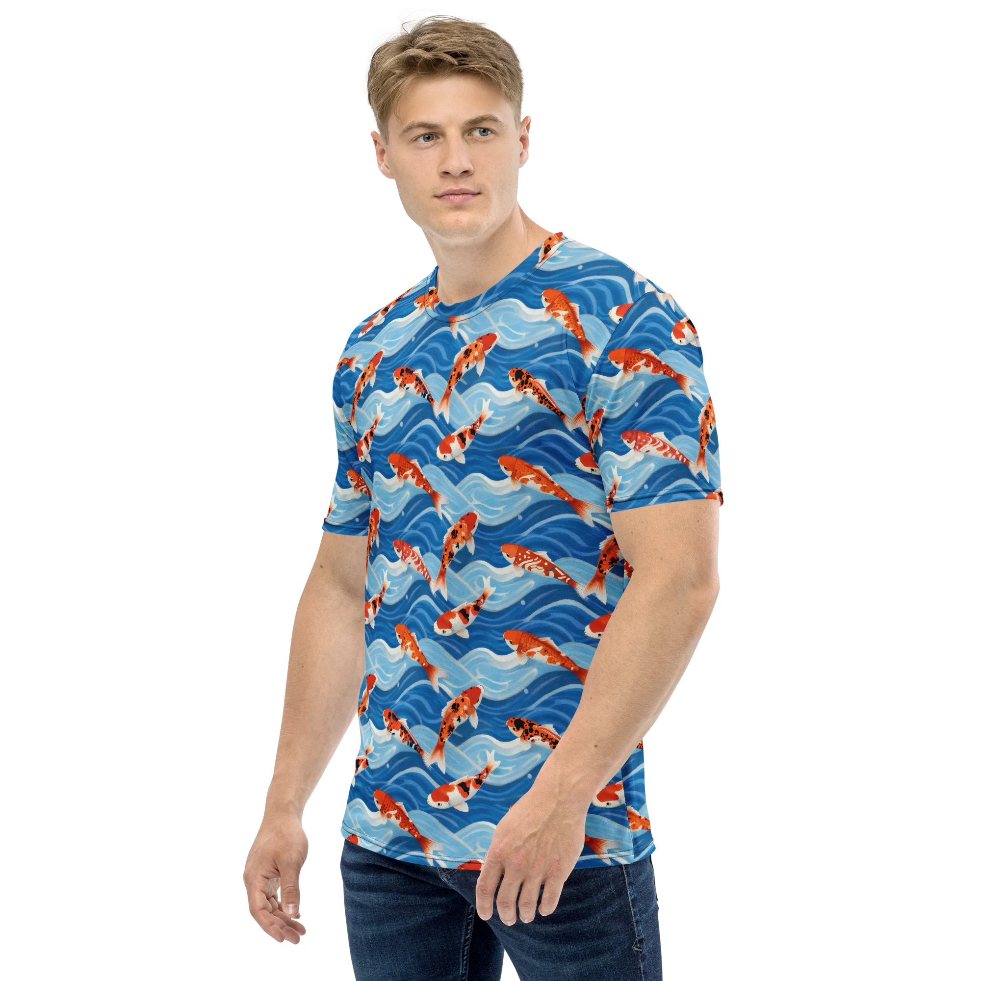 Crimson Drift on Men's Crew Neck T-Shirt — Left sleeve