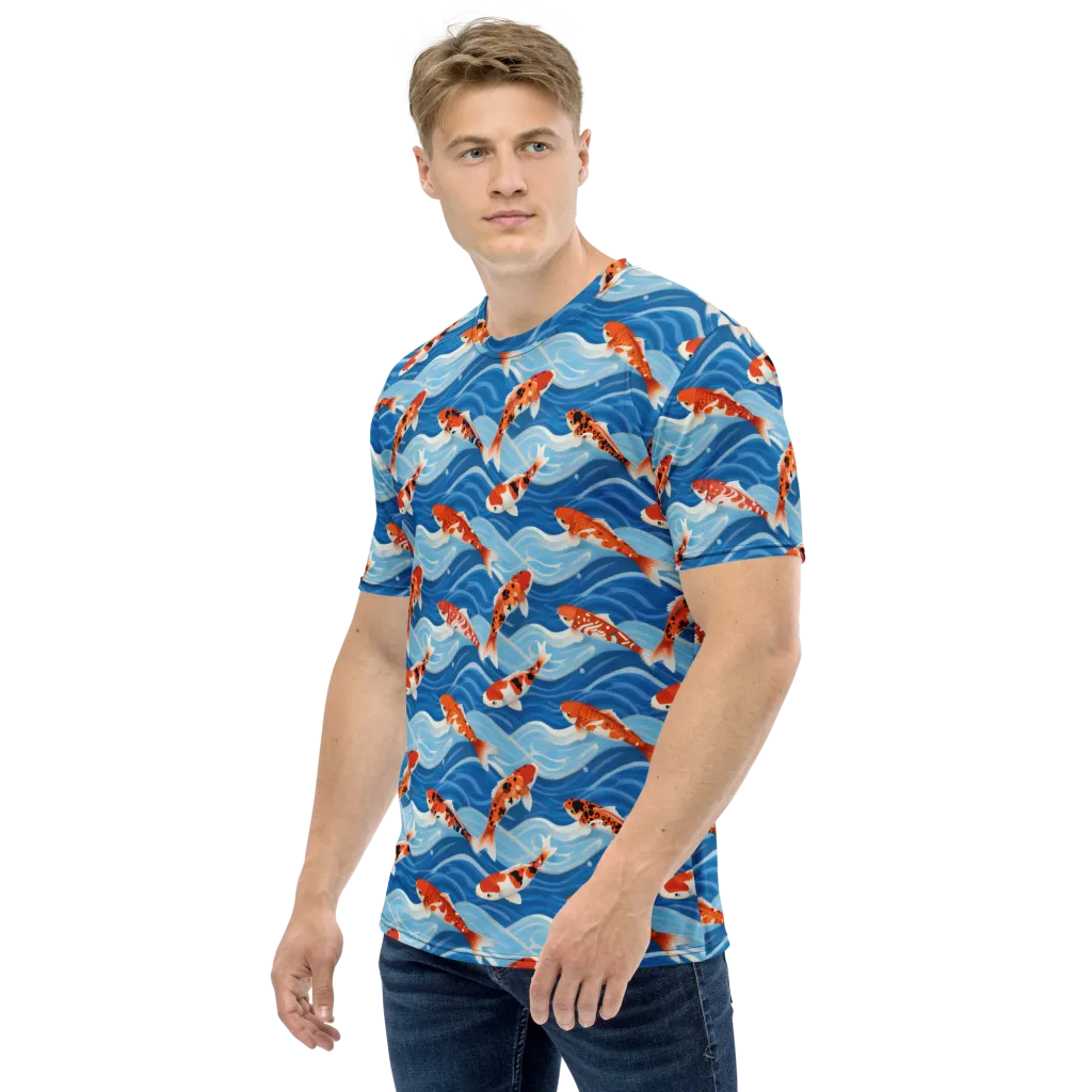 Crimson Drift on Men's Crew Neck T-Shirt — Left sleeve