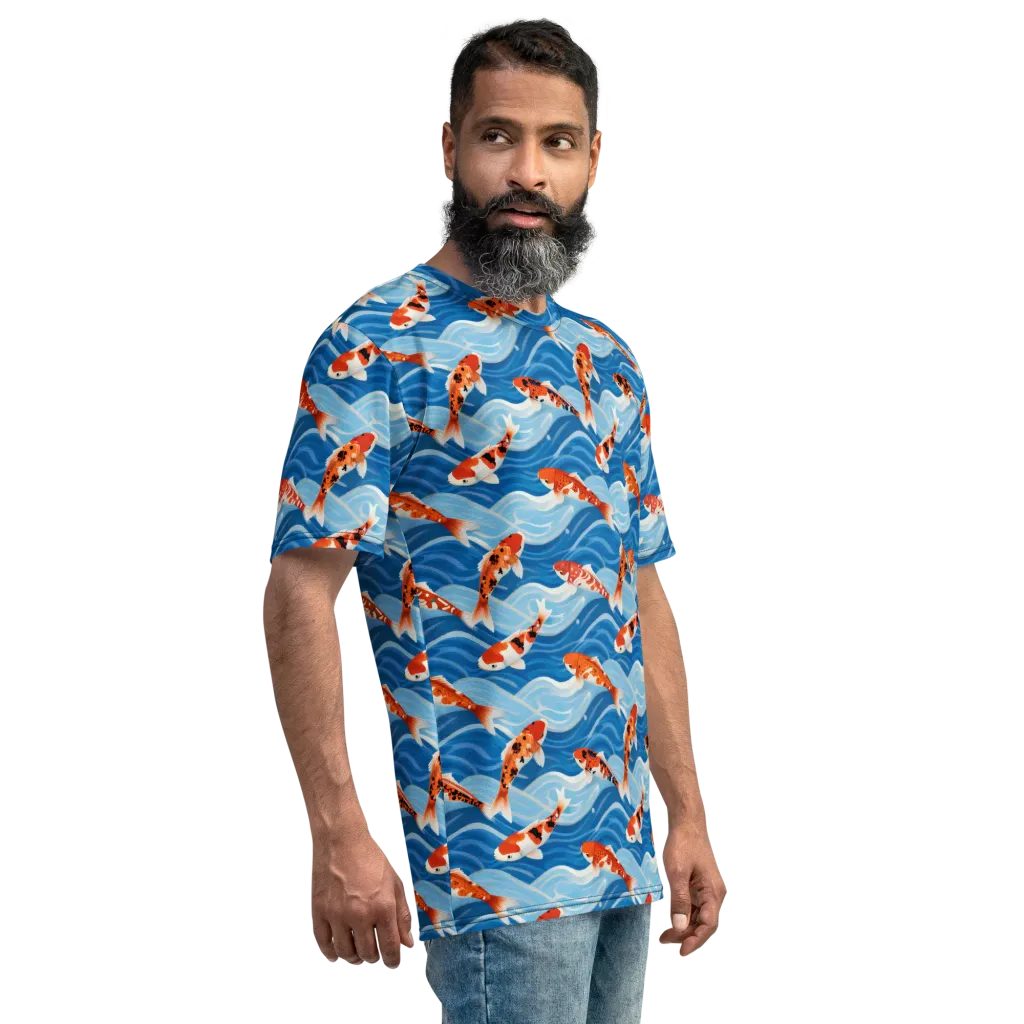 Crimson Drift on Men's Crew Neck T-Shirt — Right sleeve