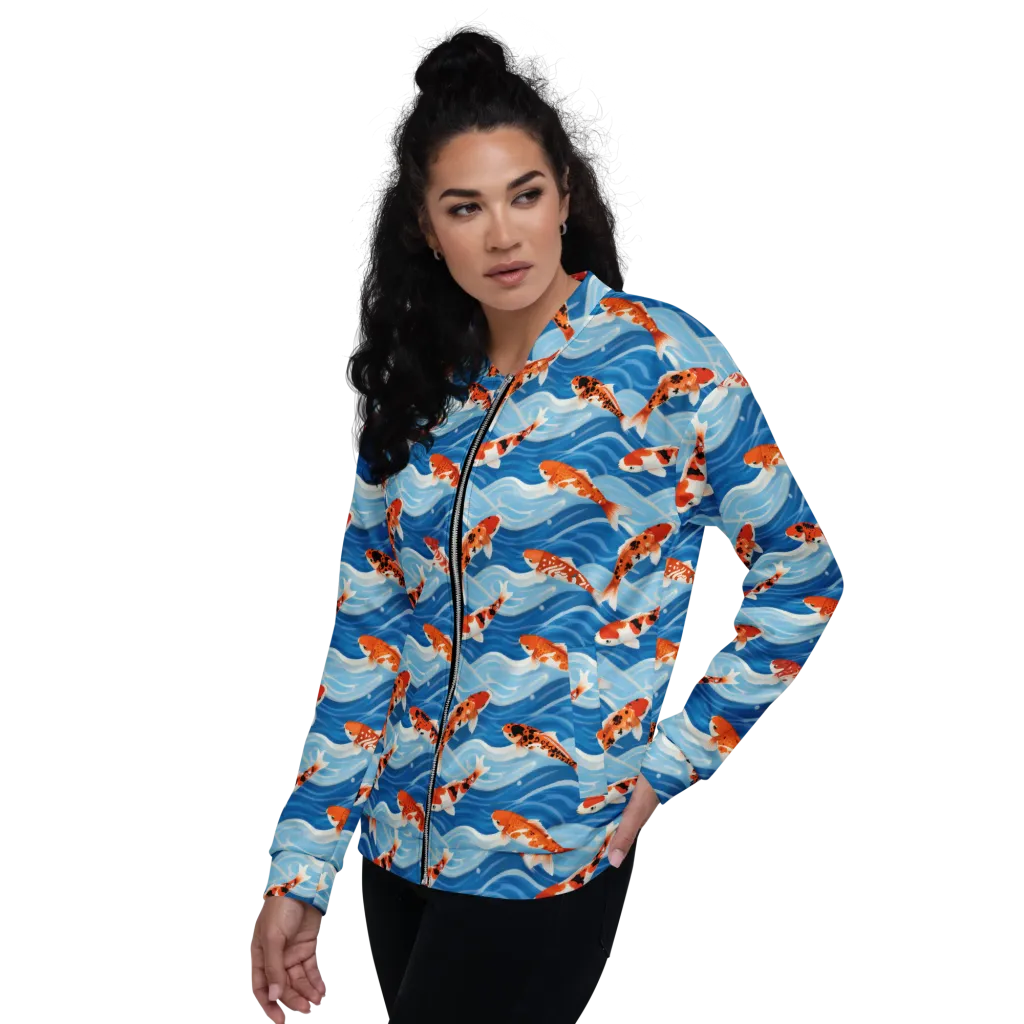 Crimson Drift on Bomber Jacket — Left sleeve