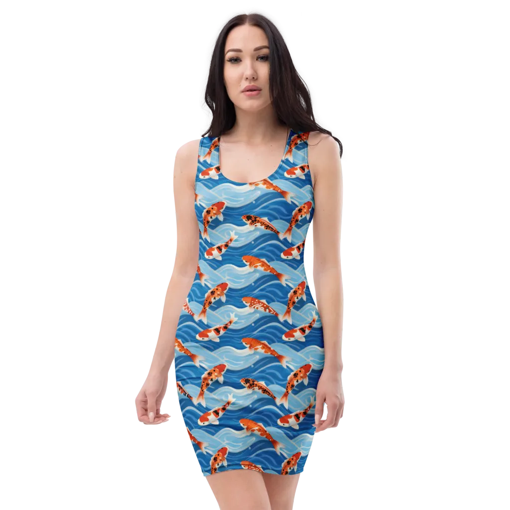 Crimson Drift on Bodycon Dress — Front