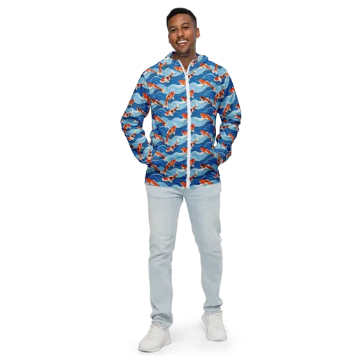 Crimson Drift on a Men's Windbreaker