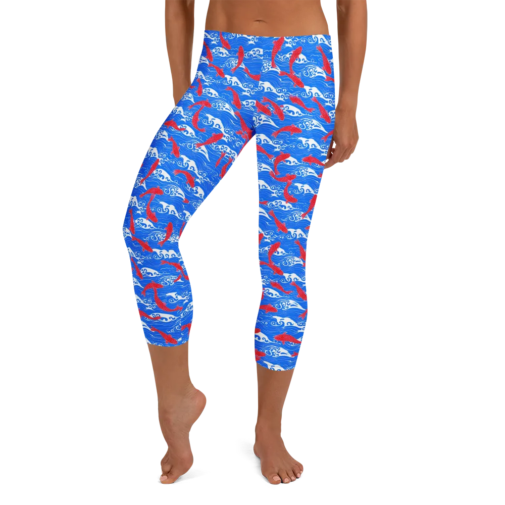 Crimson Tide on Capri Leggings — Front