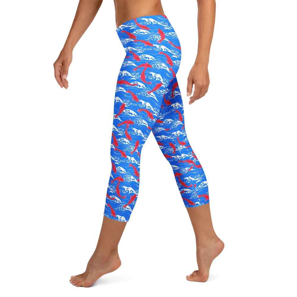 Crimson Tide on Capri Leggings — Left