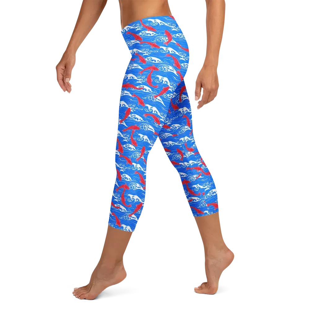 Crimson Tide on Capri Leggings — Left