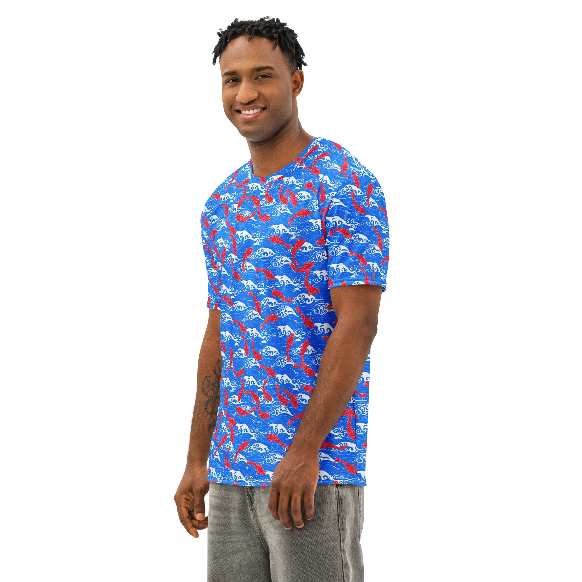 Crimson Tide on Men's Cotton Crew Neck T-Shirt — Left Front