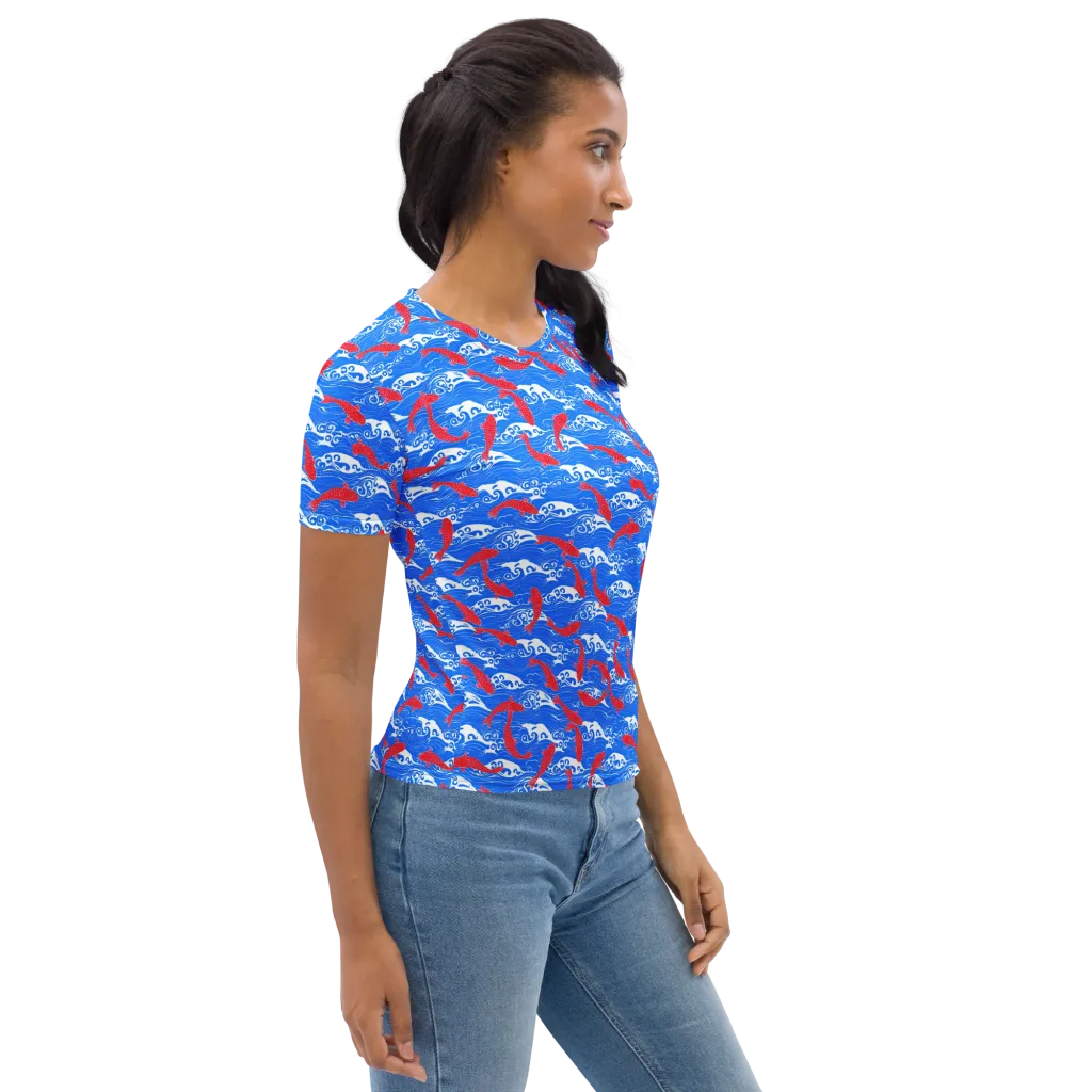 Crimson Tide on Women's Crew Neck T-Shirt — Right sleeve