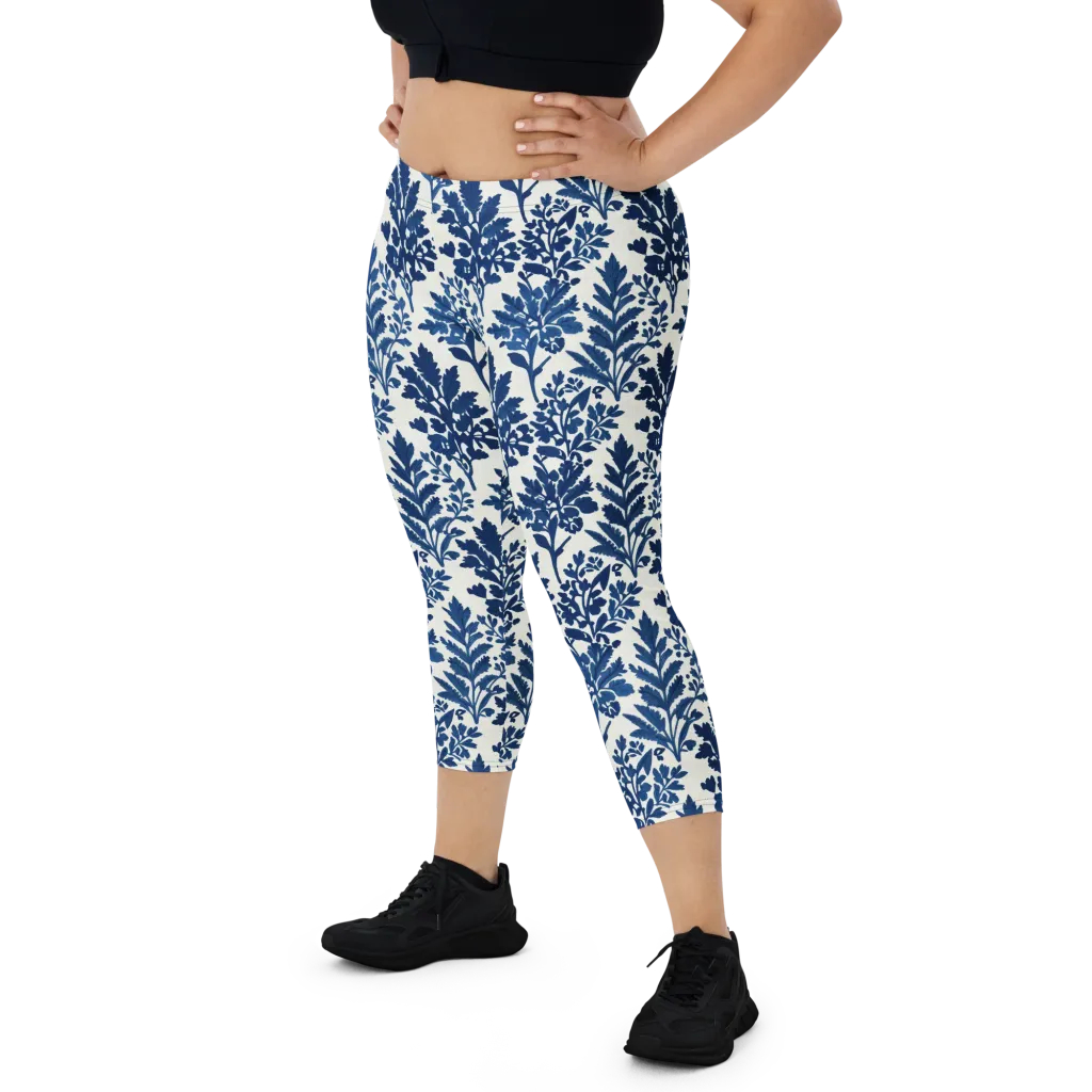 Blue Garden Ledger on Capri Leggings — Print file