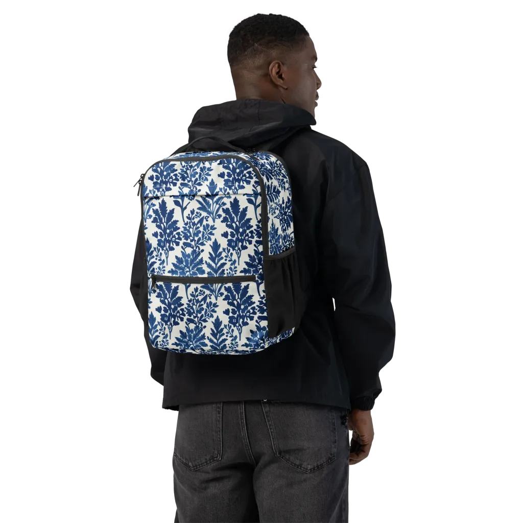 Blue Garden Ledger on Utility Backpack — Back