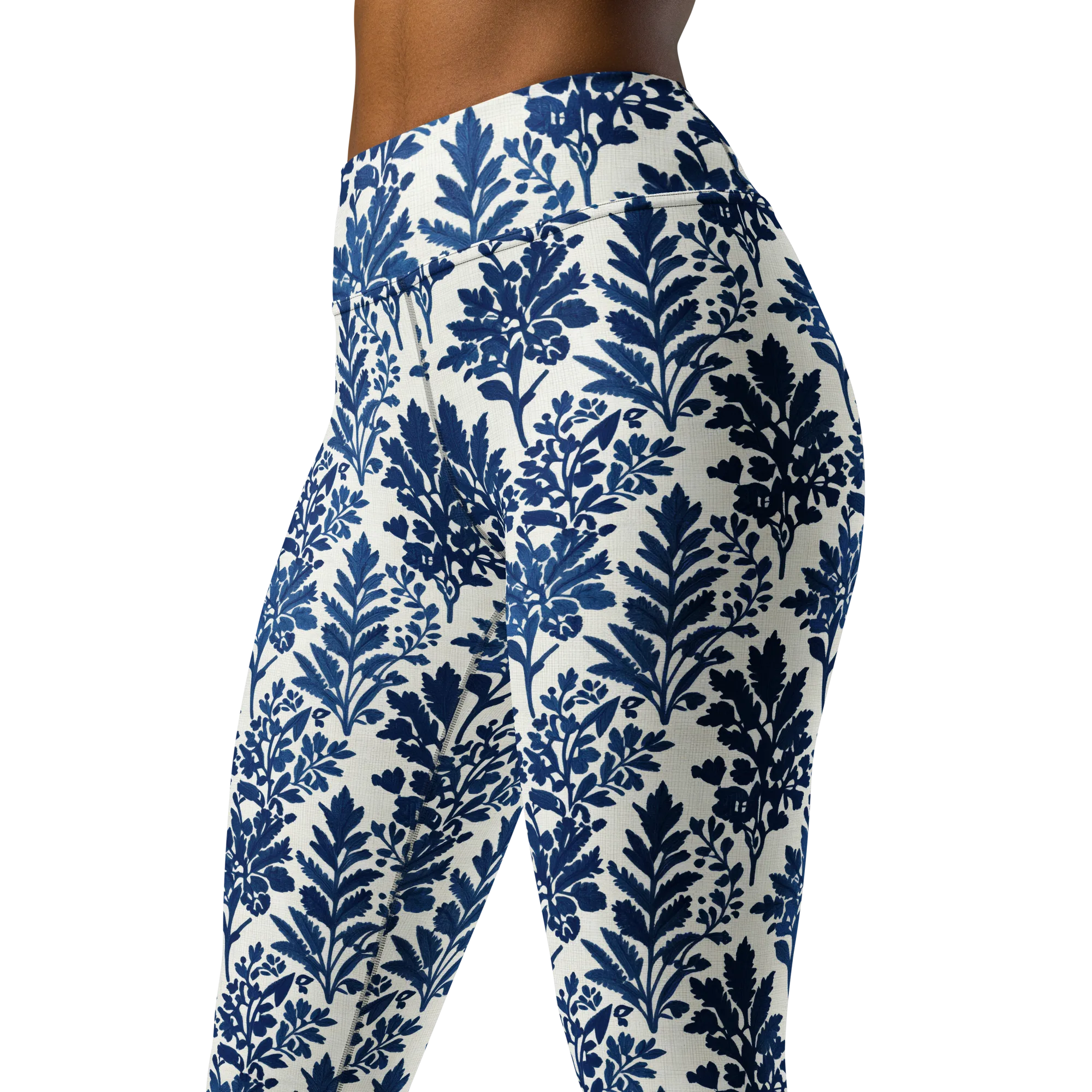 Blue Garden Ledger on Yoga Leggings — Print file