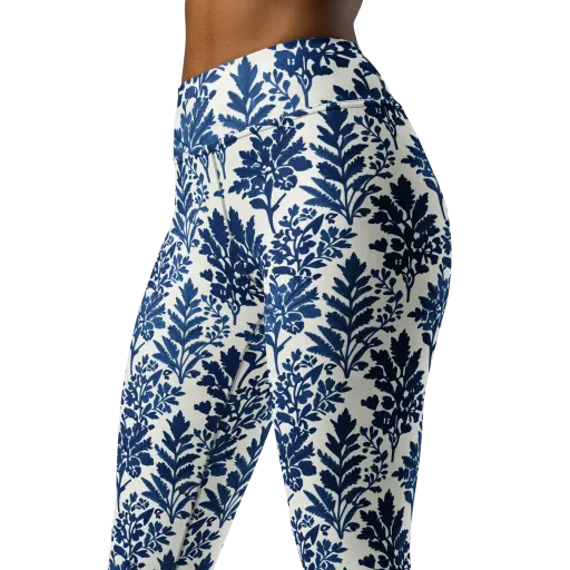 Blue Garden Ledger on a Yoga Leggings